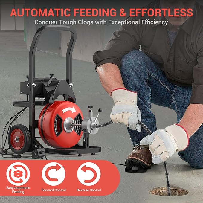 100Ft 1/2 Inch Cable Auto-Feed - Plumbing Snake Drain review and price