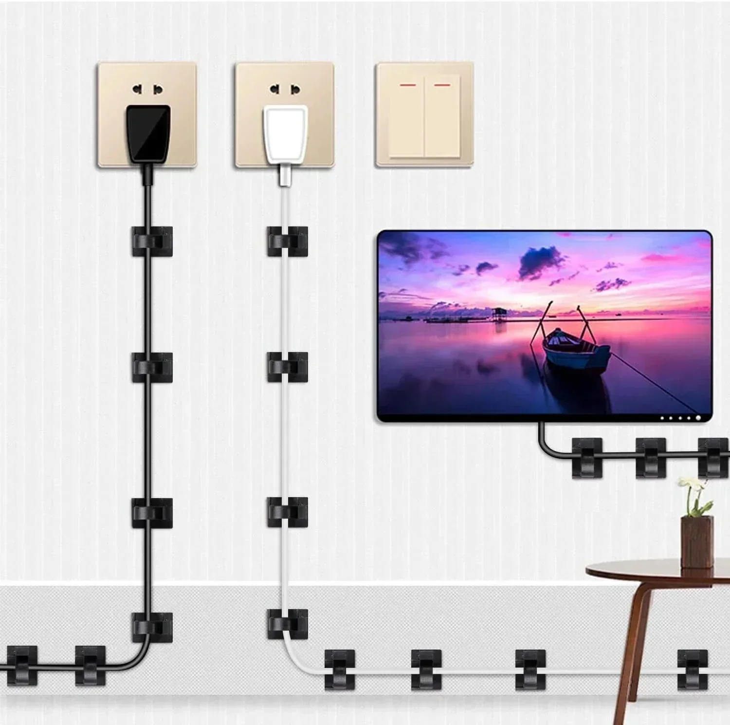 Adhesive USB Cable Organizer C - Cable Staple Clip review and price